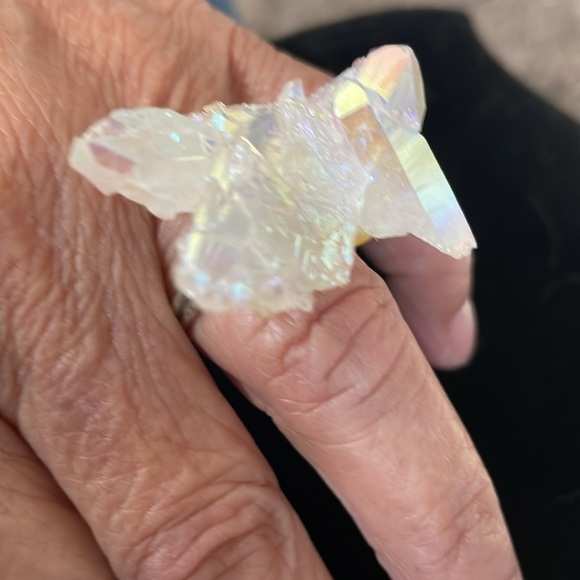 Vintage Aura clear crystal adjustable ring - Picture 5 of 7